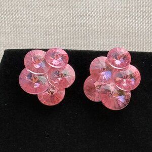 3/$17 Vintage Pink Acrylic Rhinestone Pierced Earrings